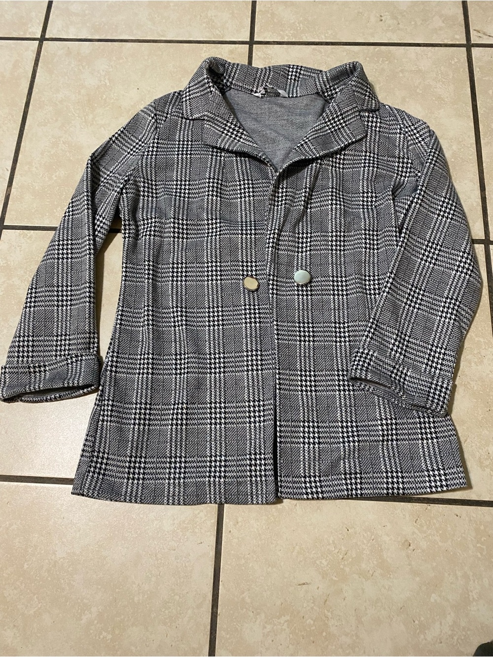 Plaid Open-Front Women's Jacket in Black & White